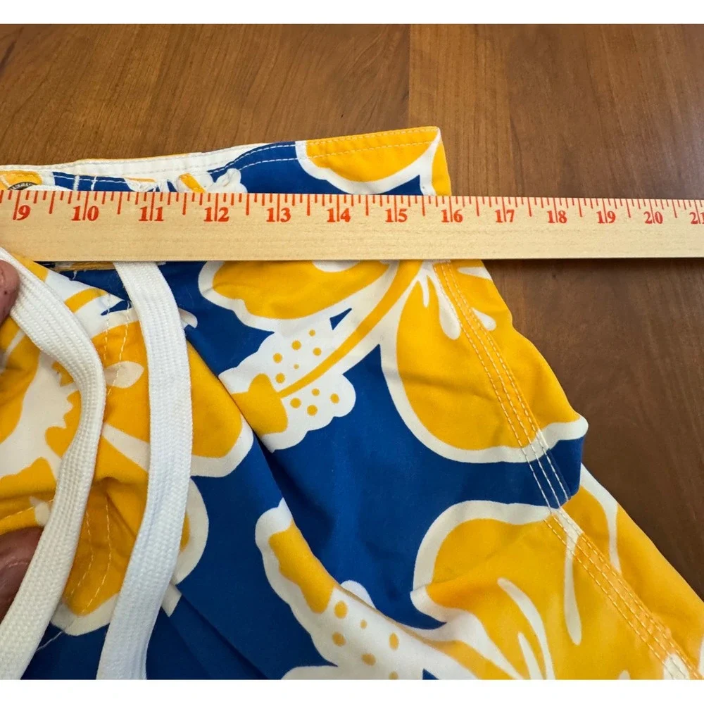 Tommy Hilfiger Mens Hibiscus Floral Board Shorts Blue Yellow Swim‎ Trunks Size M